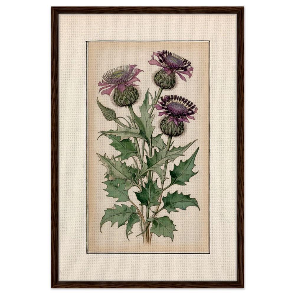 Purple Thistles Framed Canvas, Rennie Mackintosh inspired, British Decor, Floral Wall Art, Nature-Inspired Framed Painting