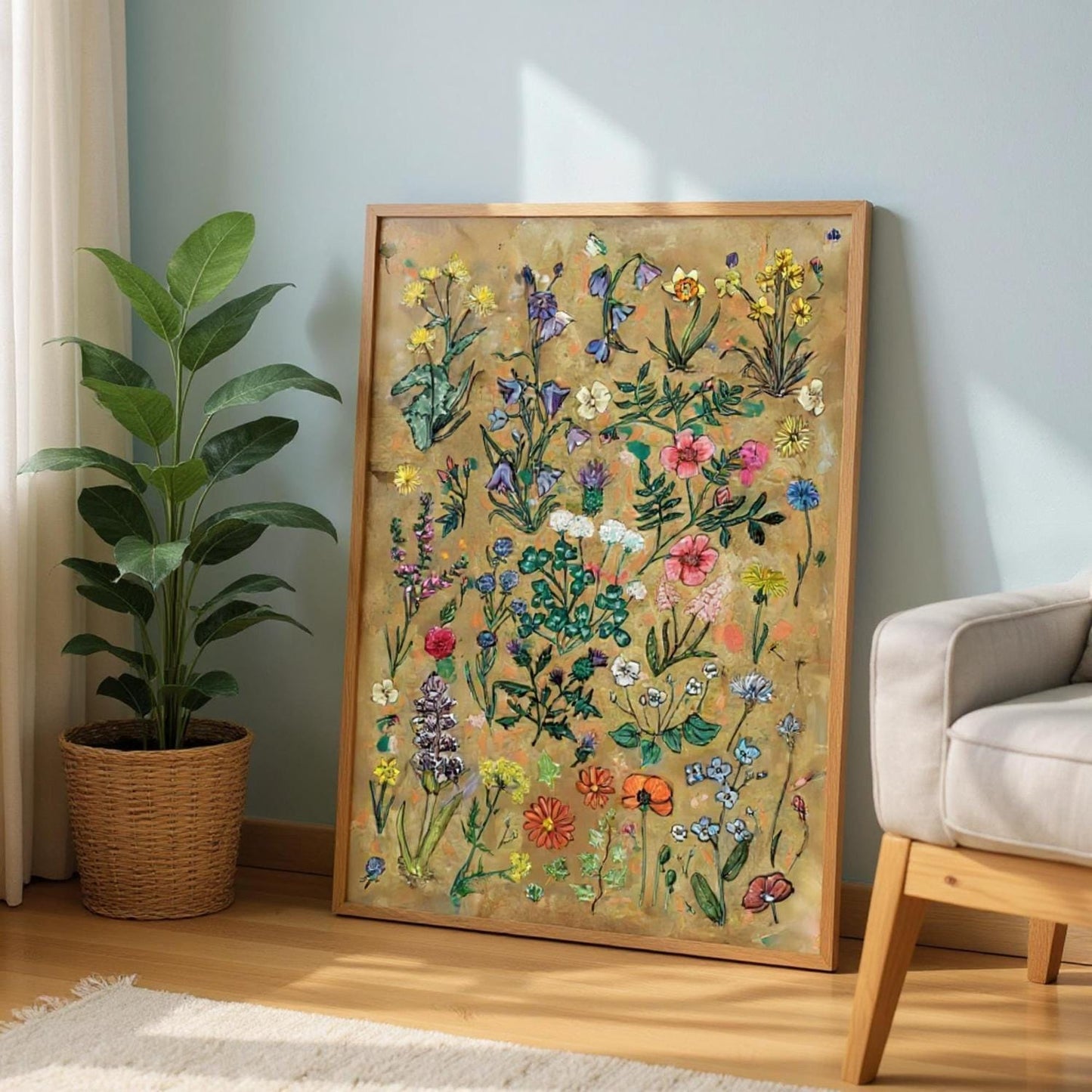 Handdrawn Wildflowers Poster - Floral Wall Decor for England, Scotland, Wales & Ireland