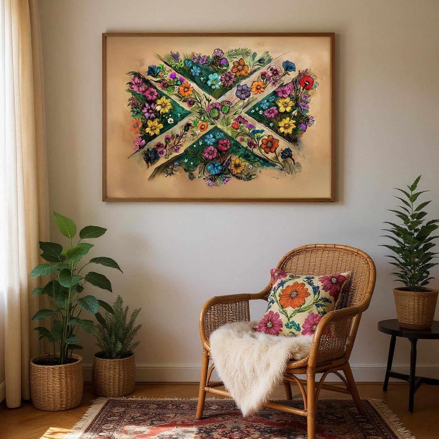 Framed Scottish Flag Art - Hand Drawn Art - Raise the Colours | UK Heritage Art