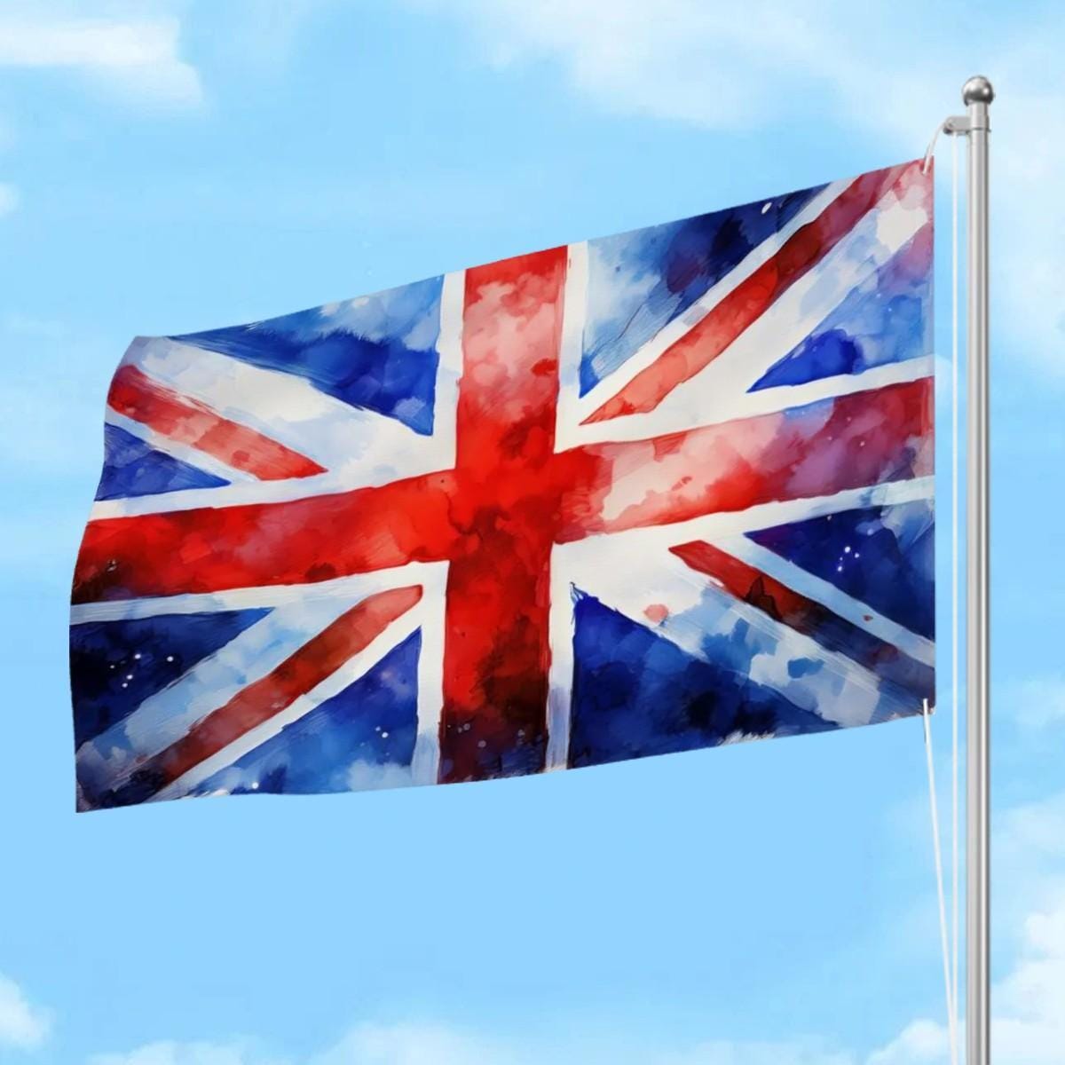XL Heavy-duty, Handdrawn Union Jack Flag Design, Three-Layer Outdoor flag of the UK. Double Sided. 96"x60"/ 244x152 cm | Raise the Colours