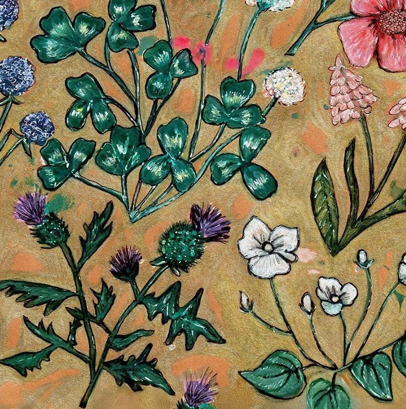 Handdrawn Wildflowers Poster - Floral Wall Decor for England, Scotland, Wales & Ireland