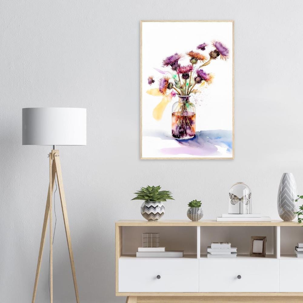 Art Print "Thistles in a Vase" Farmhouse Style - UK Heritage Art, British Art