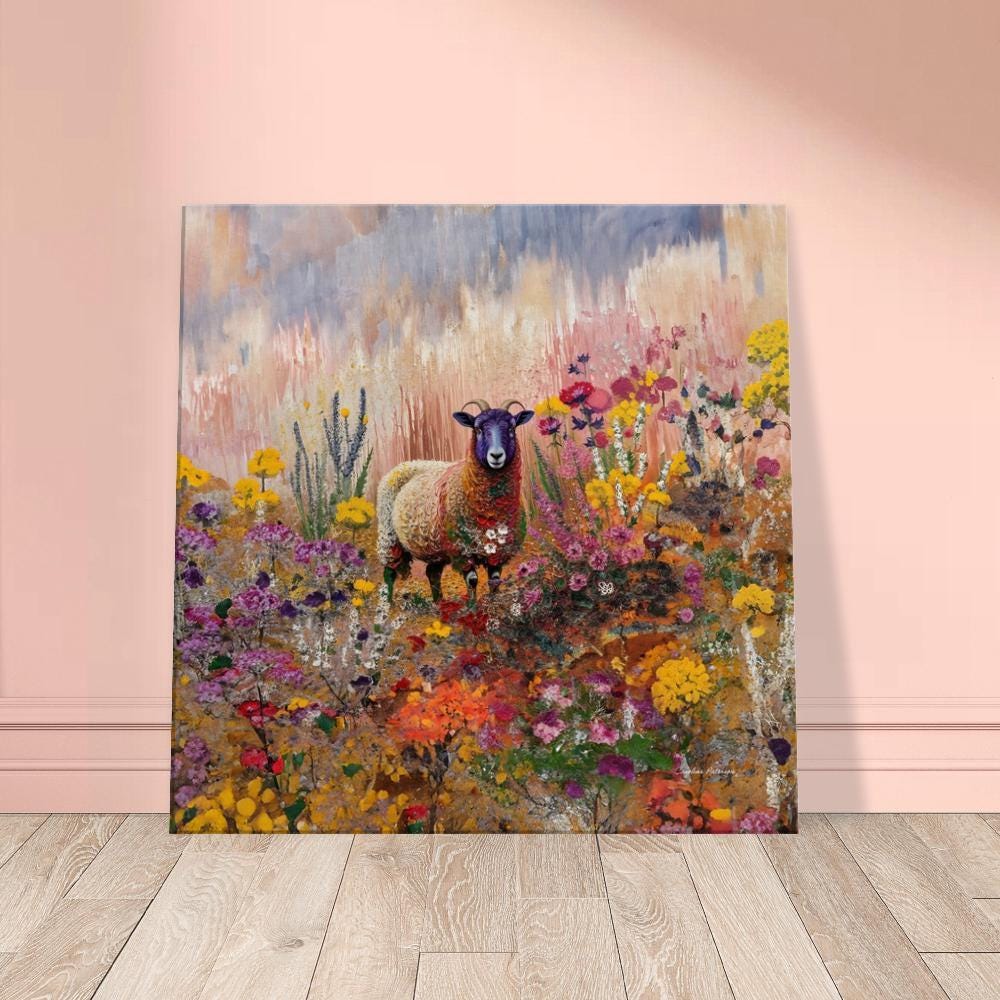 Blackface Sheep Painting, British Art, Rustic Farm Animal Decor, British Wall Art,, Museum Quality Print