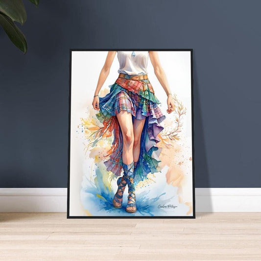 Wooden Framed Poster &quot;Scottish Country Dancer In A Tartan Skirt&quot;  wall art, Wooden Framed Poster &quot;Scottish Country Dancer In A Tartan Skirt 4&quot; | Tartan Girlies Collection