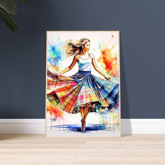Framed Art, Tartan Skirt Watercolor, Scottish Dancer Framed Painting, Scottish Wall Art