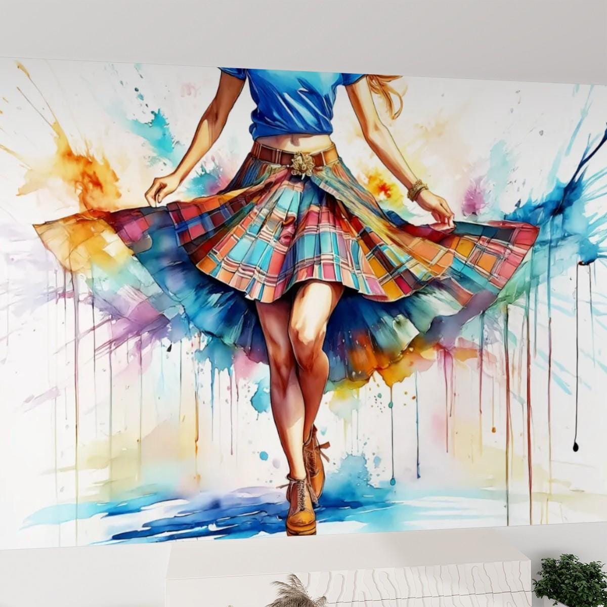 Canvas  Wallpaper Mural Scottish Country Dancer - Self Adhesive - 60"x50" / 152.0 cm x 127.0 cm