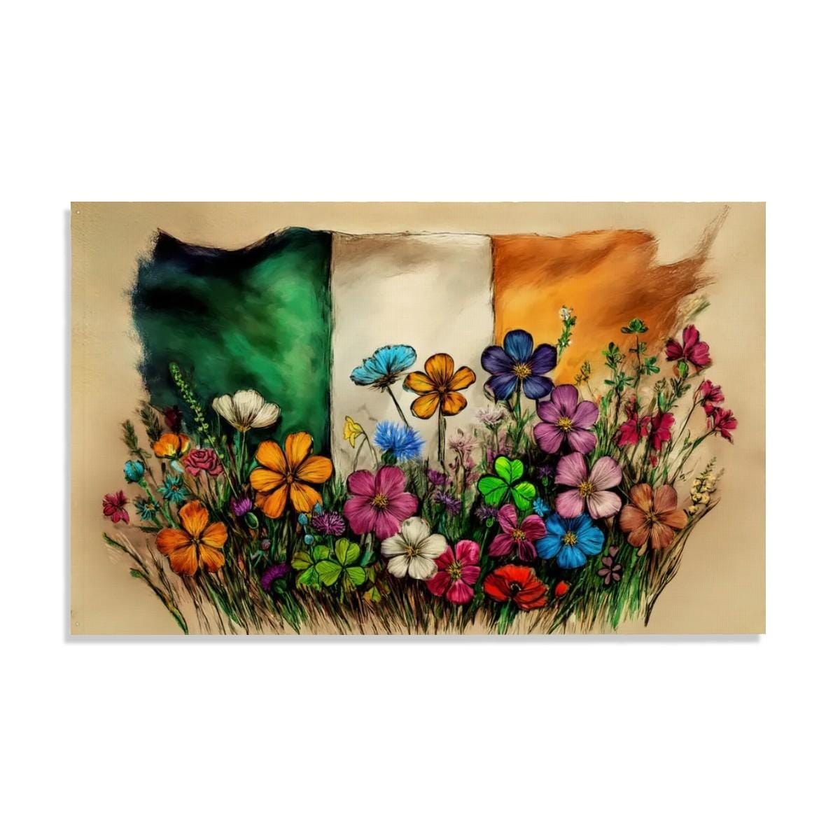 XL Heavy-duty, Handdrawn Irish Flag Design, Three-Layer Outdoor Flag of Ireland. Double Sided. 96"x60"/ 244x152 cm | Raise the Colours