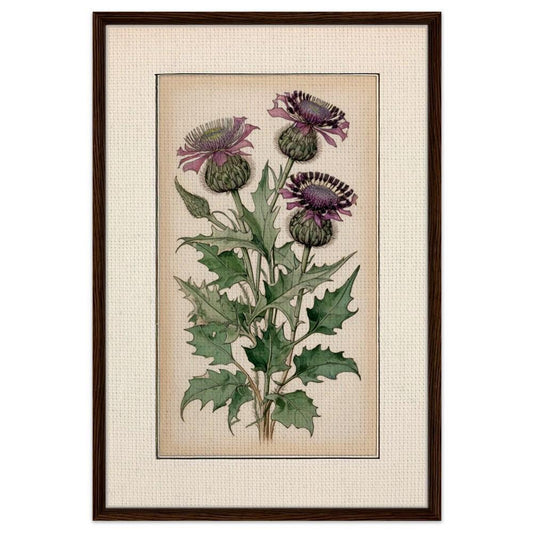 Purple Thistles Framed Canvas, Rennie Mackintosh inspired, British Decor, Floral Wall Art, Nature-Inspired Framed Painting