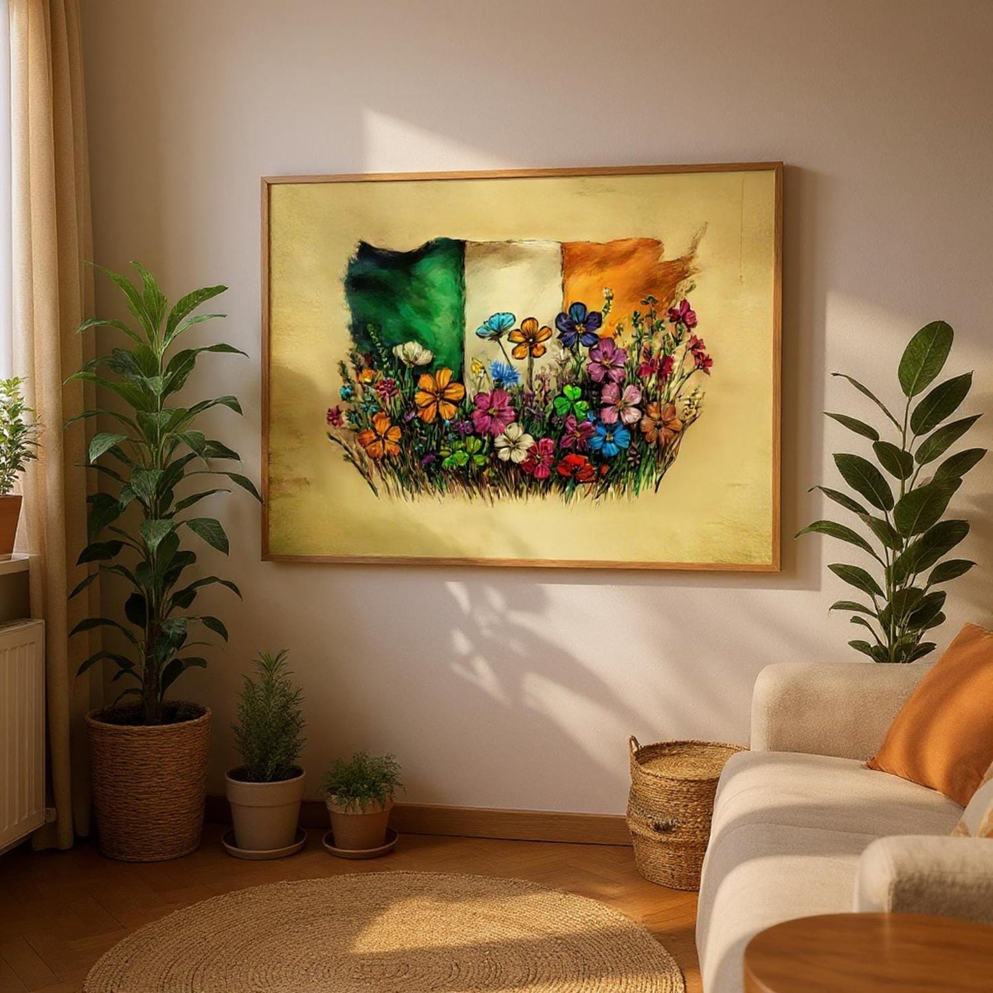 Framed Irish Flag Art - Hand Drawn Art - Raise the Colours | The national flag of Ireland  - UK Heritage Art