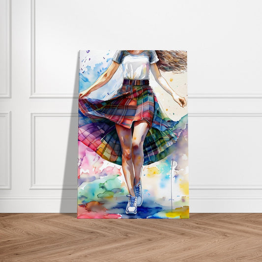 Scottish Tartan Skirt Painting, Highland Art, Scottish Heritage, Country Dancer, Watercolor Print, Scotland Gift, Museum Quality Print