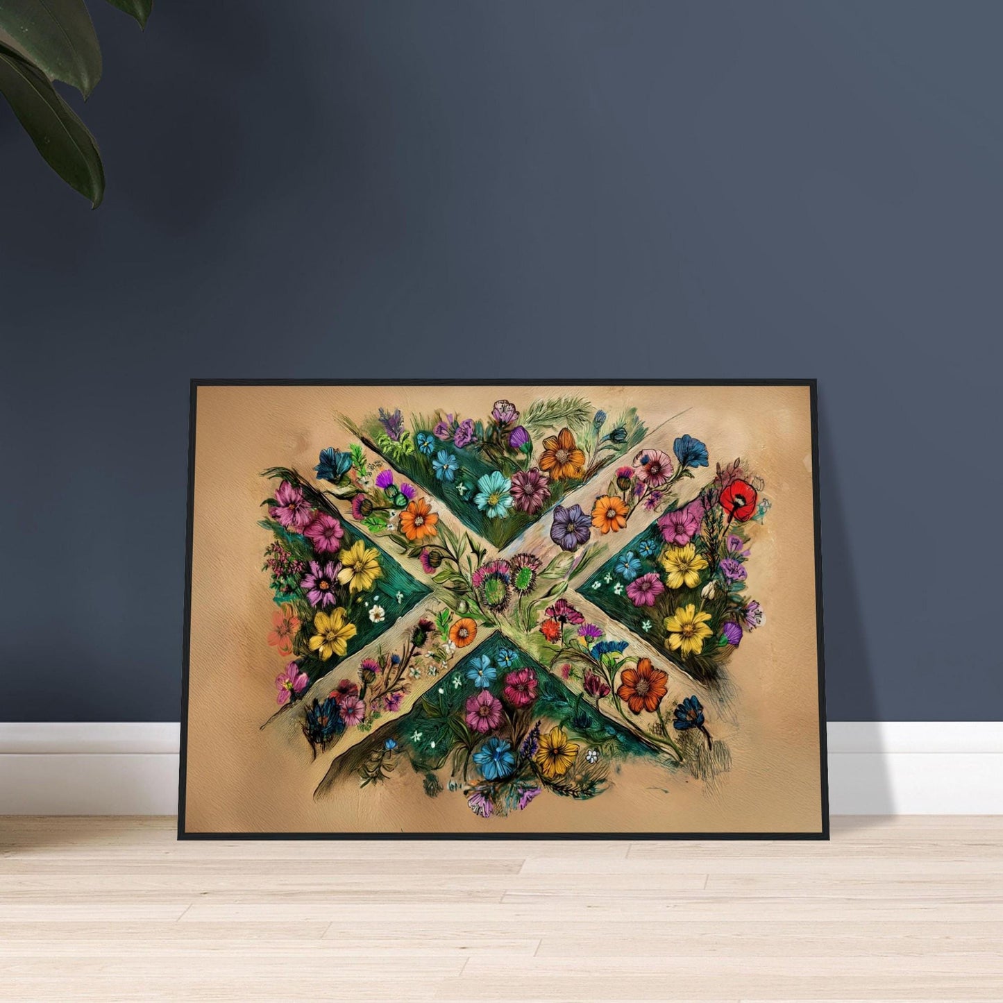 Framed Scottish Flag Art - Hand Drawn Art - Raise the Colours | UK Heritage Art
