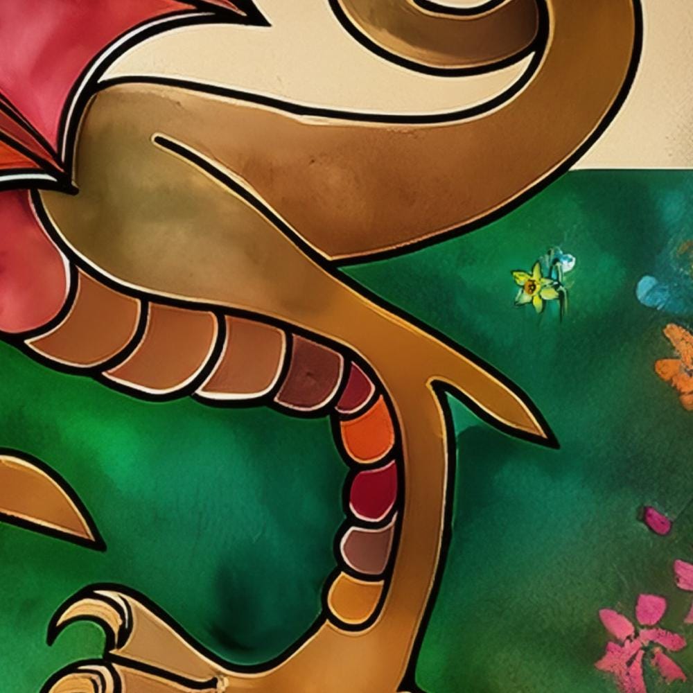 Welsh Flag Art Poster – Hand Drawn Matte Paper Print Featuring Y Ddraig Goch