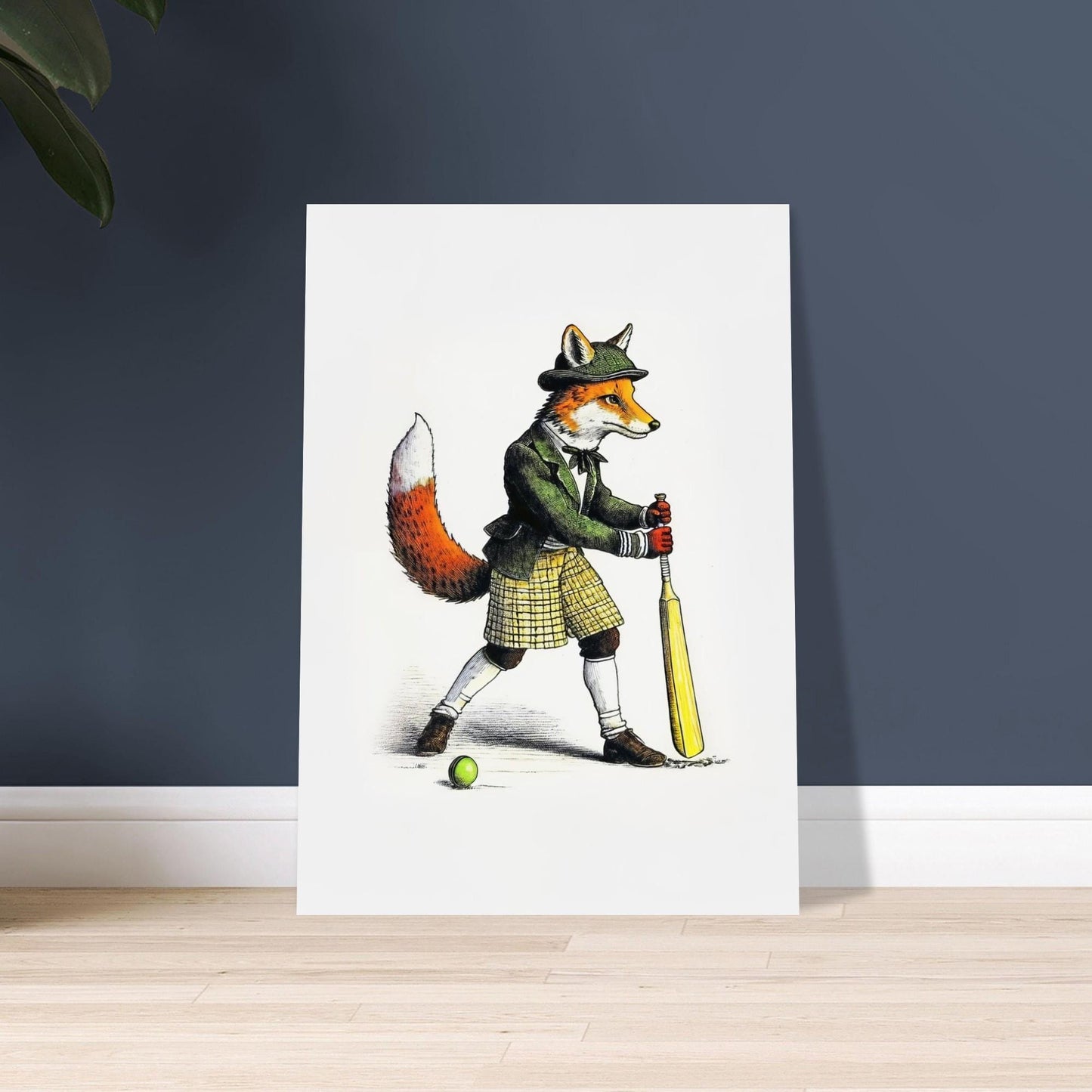 Red Fox Poster, UK Heritage, Cricket Illustration Print, British Animal Art, Victorian Fox Painting, Matte Paper Poster