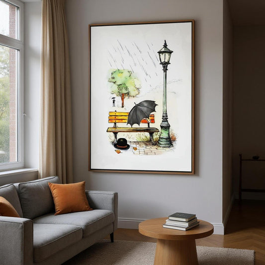 Black Bowler Hat Art, British Heritage, UK Home Decor, London City Painting, Framed Wall Art, Classic English Style