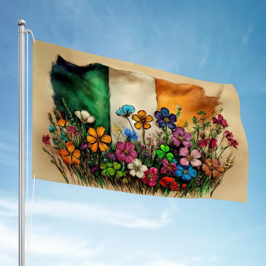 XL Heavy-duty, Handdrawn Irish Flag Design, Three-Layer Outdoor Flag of Ireland. Double Sided. 96"x60"/ 244x152 cm | Raise the Colours