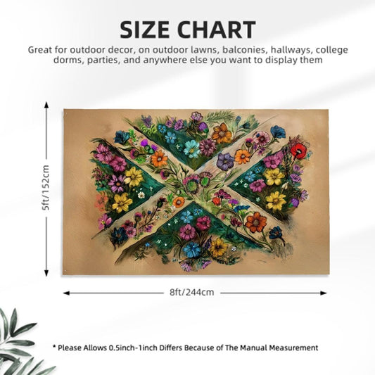 XL Heavy-duty, Handdrawn Scottish Flag Design, Three-Layer Outdoor Flag of Scotland. Double Sided.  96"x60"/ 244x152 cm | Raise the Colours