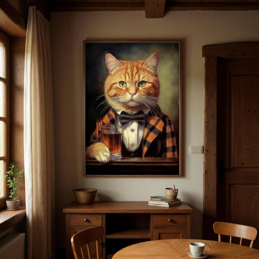 Art Print Victorian Cat, Whiskey Cat Poster, Ginger Cat Print, Animal Portrait - UK Heritage Art, British Art