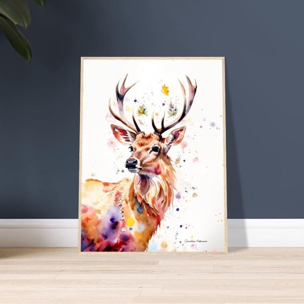 Wooden Framed Poster &quot;The Legendary Scottish Stag&quot; | Red Deer Painting - wall decor inspired by the highlands of Scotland | Wildlife art