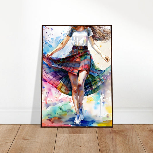 Framed Art, Tartan Skirt Watercolor, Scottish Dancer Framed Painting, Scottish Wall Art