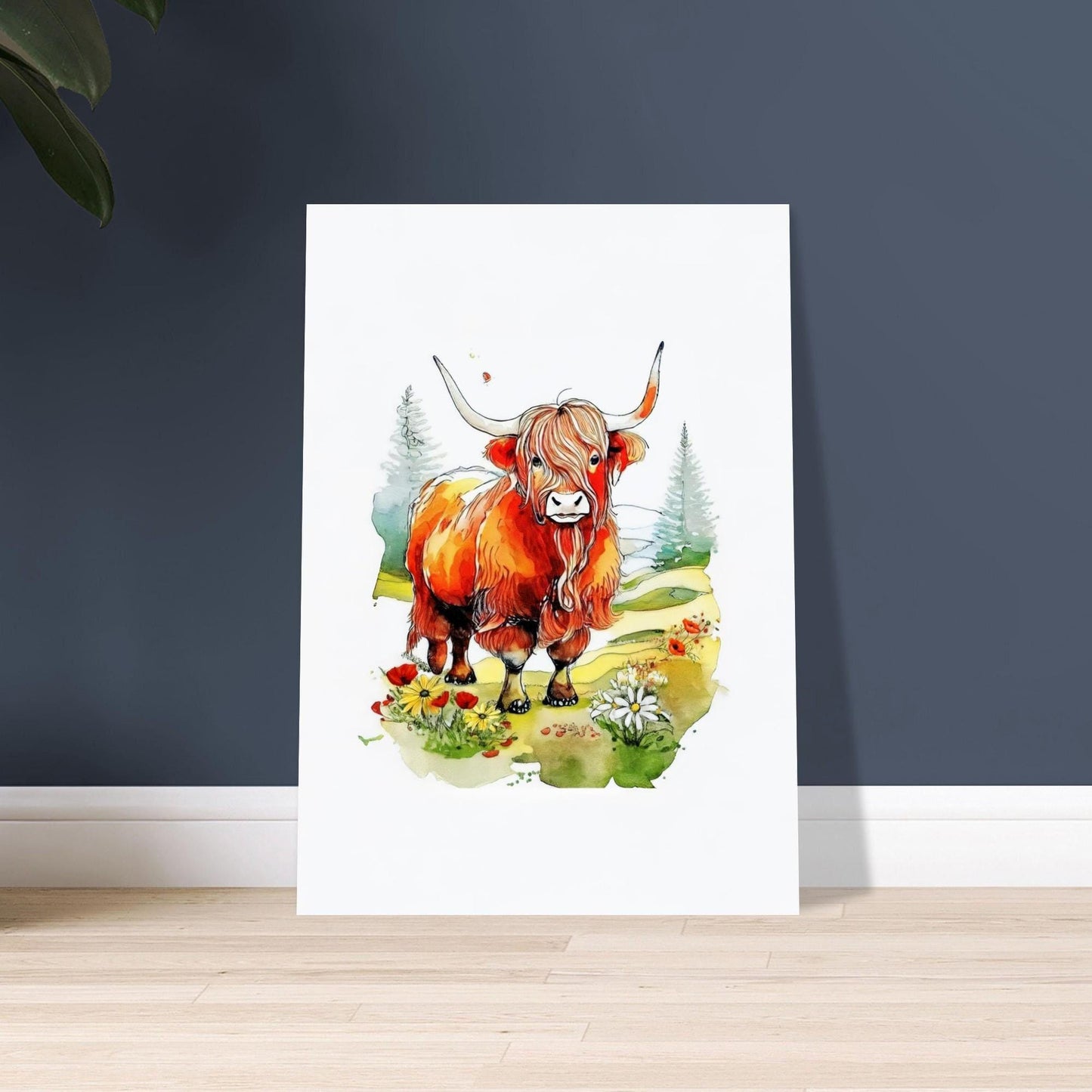 Shaggy Highland Cow Poster – British Heritage Art Print on Matte Paper