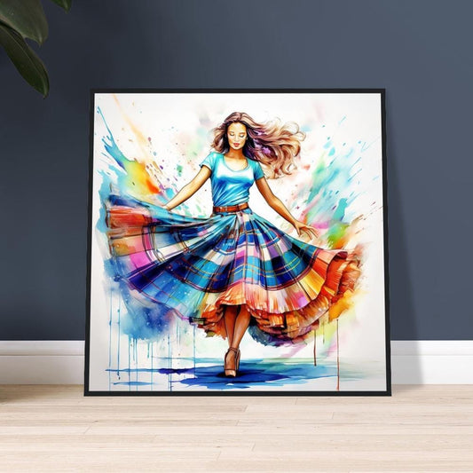 Framed Art, Tartan Skirt Watercolor, Scottish Dancer Framed Painting, Scottish Wall Art