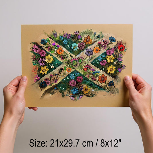 Scottish Flag Art – Hand Drawn Matte Paper Poster | Raise The Colours UK Heritage