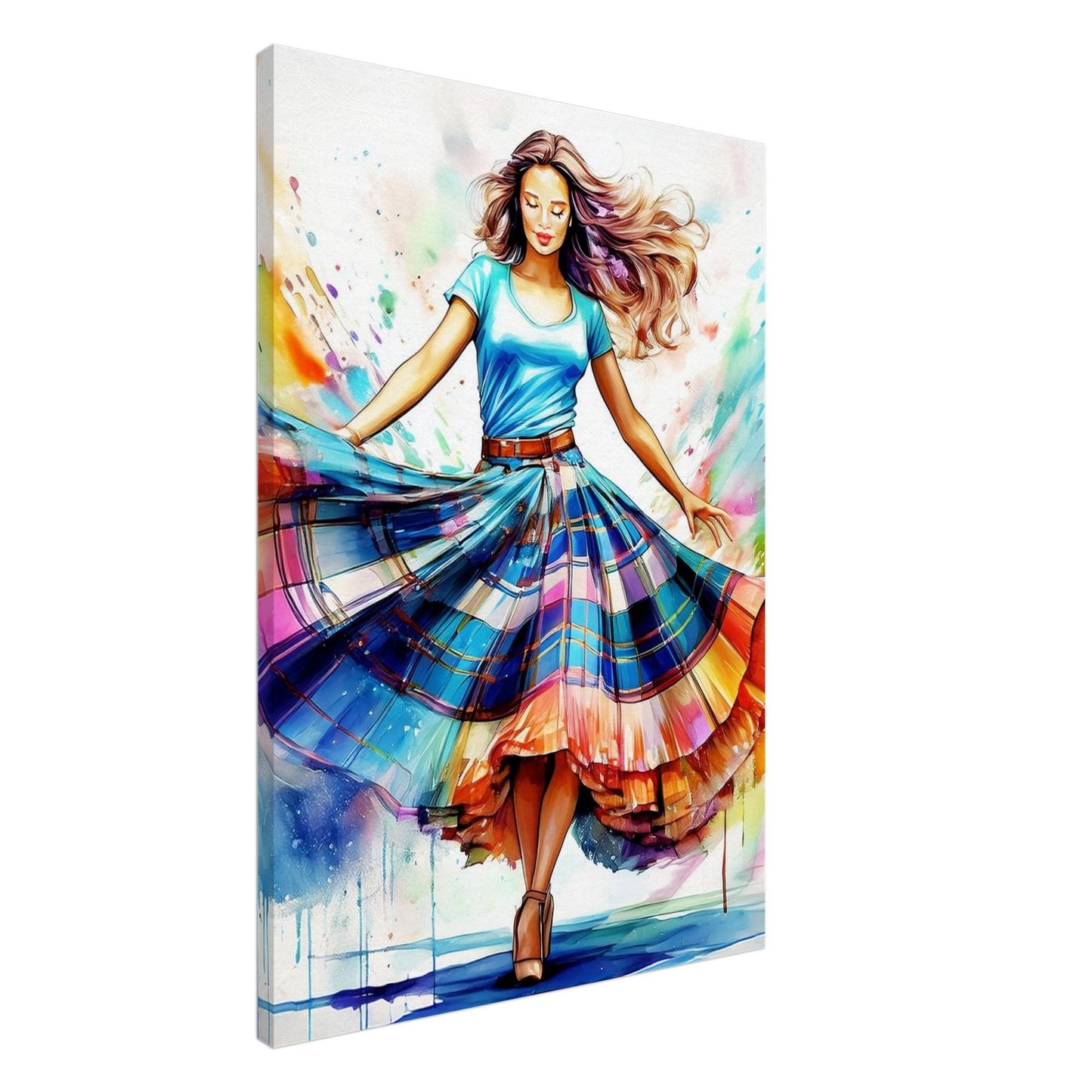Scottish Country Dancer Canvas, Tartan Decor, Watercolor Art, Scottish Woman, Home Wall Hanging, Unique Gift Idea