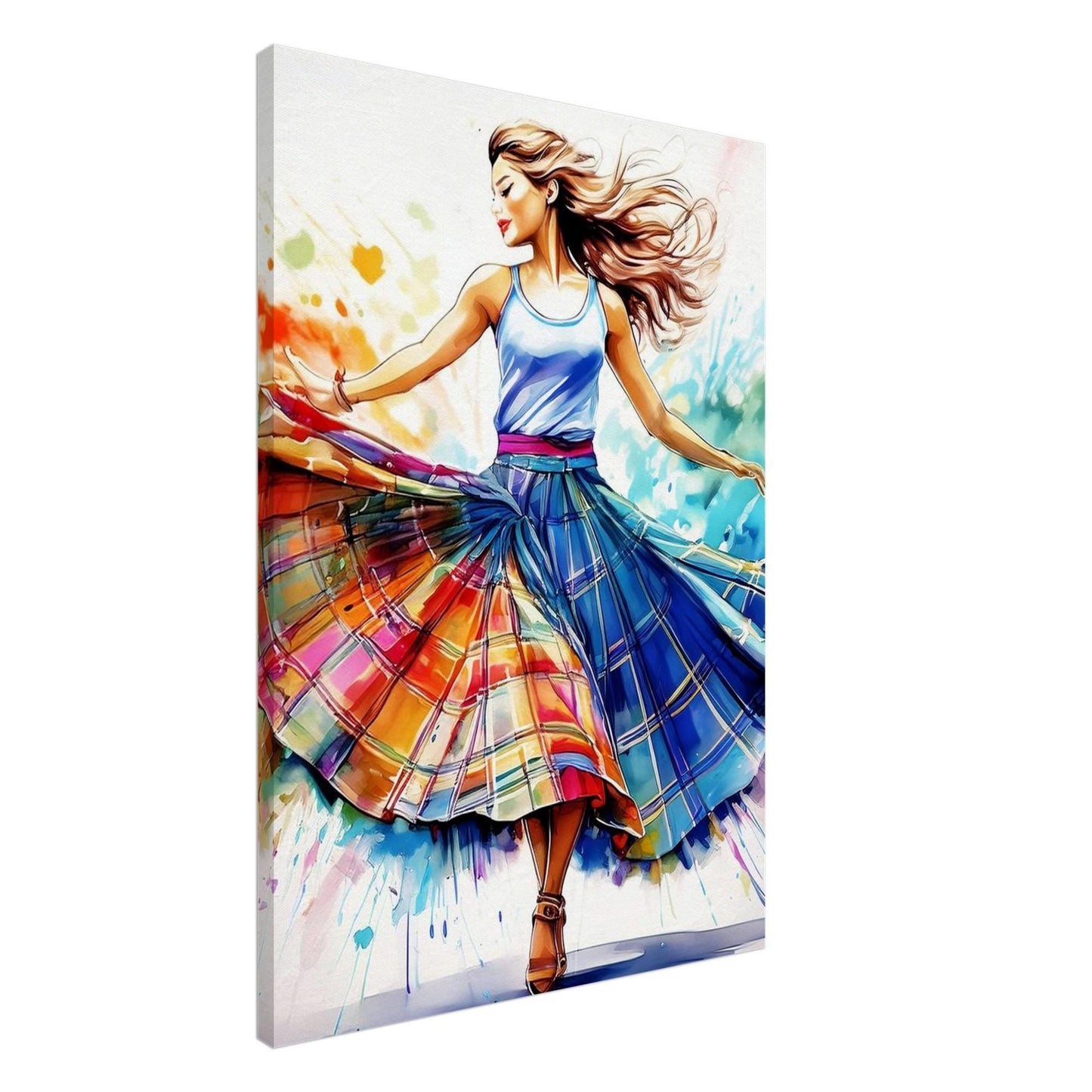 Scottish Country Dancer Canvas, Tartan Decor, Watercolor Art, Scottish Woman, Home Wall Hanging, Unique Gift Idea, Museum Quality Print