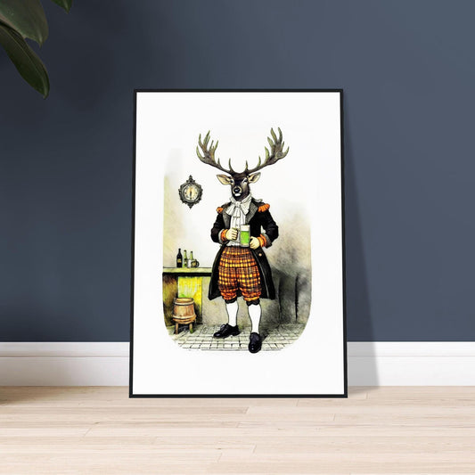 Victorian Stag Art Print, British Pub Art, UK Heritage Decor, Rustic Wall Poster, Traditional Home Accent, Framed Artwork