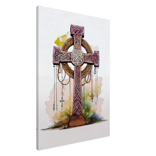 Celtic Cross Canvas Print, Knotwork Wall Decor, UK Art, British Home Decor, Celtic Art, Heritage Painting for Living Room