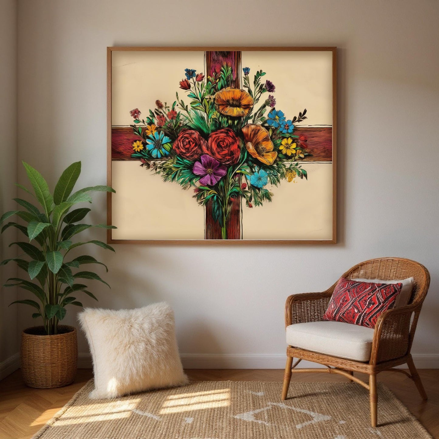 Framed English Flag Art - Hand Drawn Art - Raise the Colours | The national flag of England, Saint George's Cross - UK Heritage Art