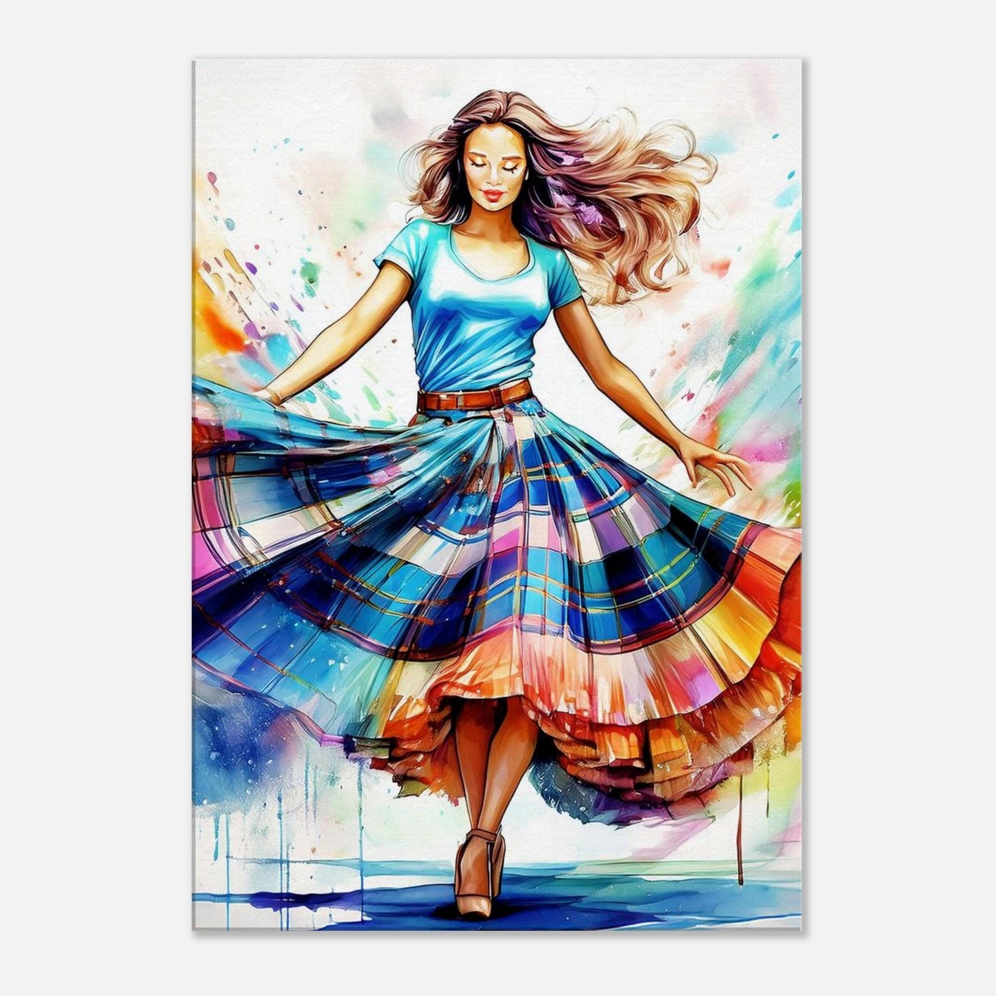 Scottish Country Dancer Canvas, Tartan Decor, Watercolor Art, Scottish Woman, Home Wall Hanging, Unique Gift Idea