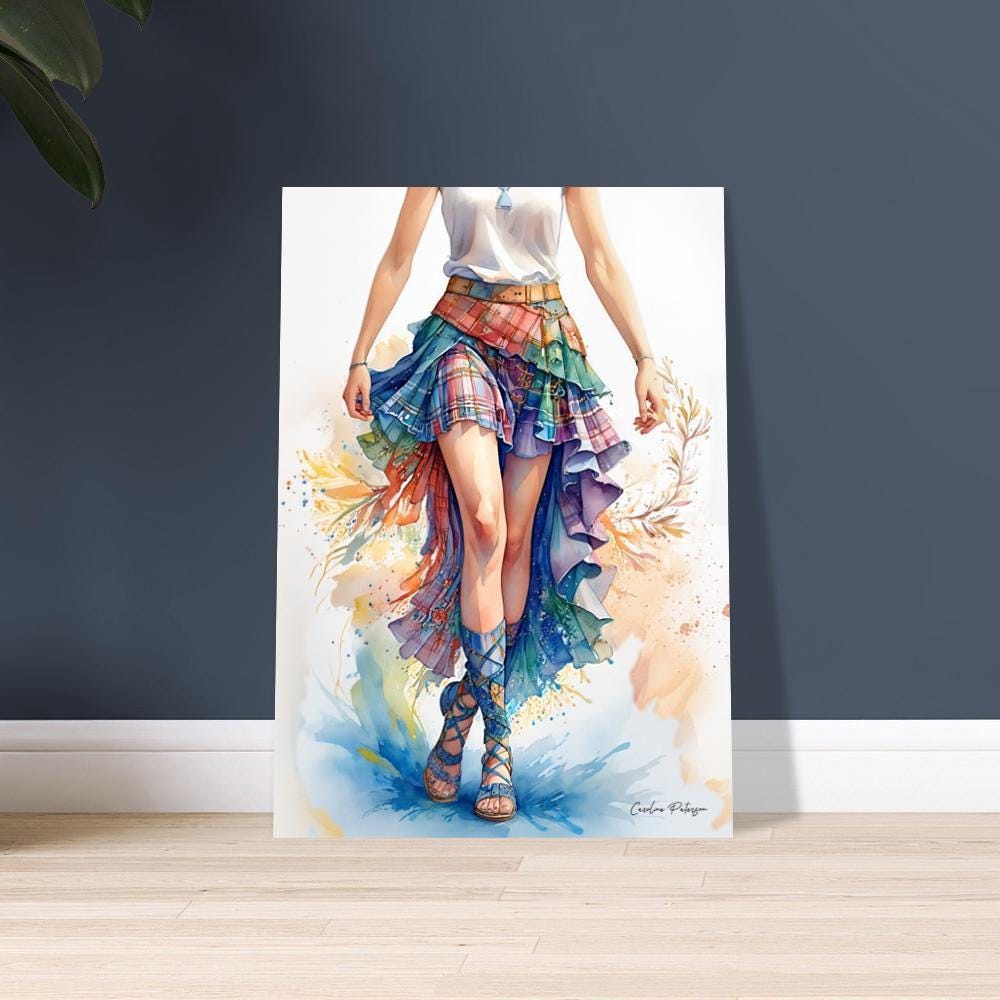 Art Print Scottish Country Dancer In A Tartan Skirt wall artArt Print &quot;Scottish Country Dancer in a Tartan Skirt&quot; 4 | Tartan Girlies Collection