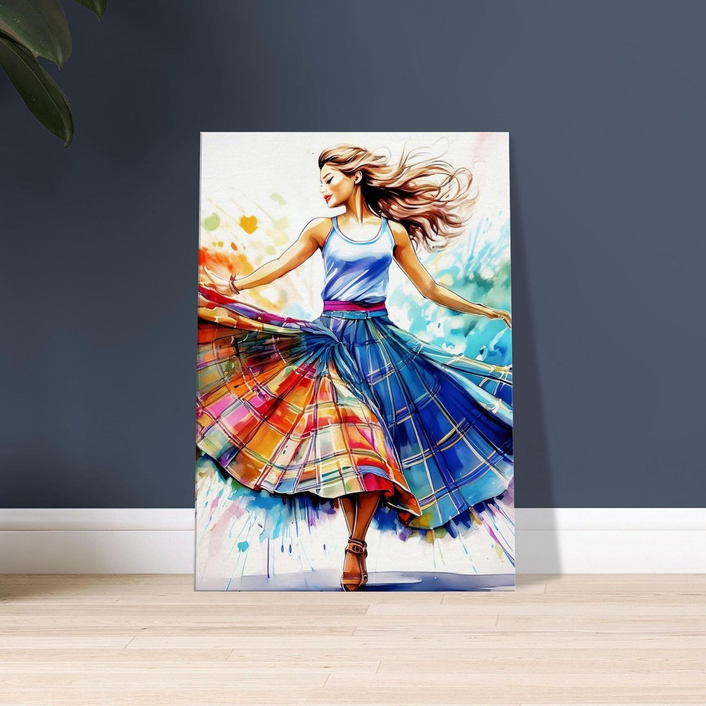 Scottish Country Dancer Canvas, Tartan Decor, Watercolor Art, Scottish Woman, Home Wall Hanging, Unique Gift Idea, Museum Quality Print