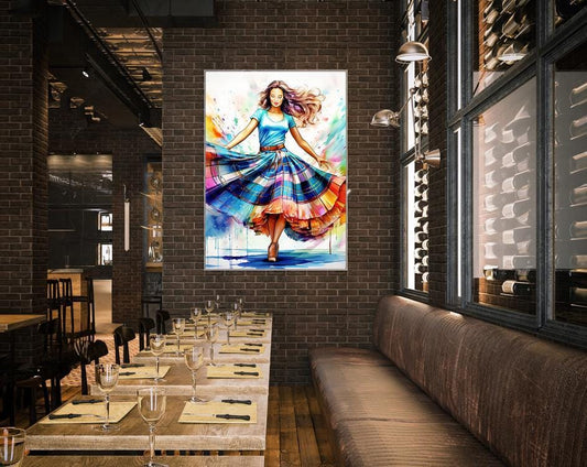 Framed Art, Tartan Skirt Watercolor, Scottish Dancer Framed Painting, Scottish Wall Art