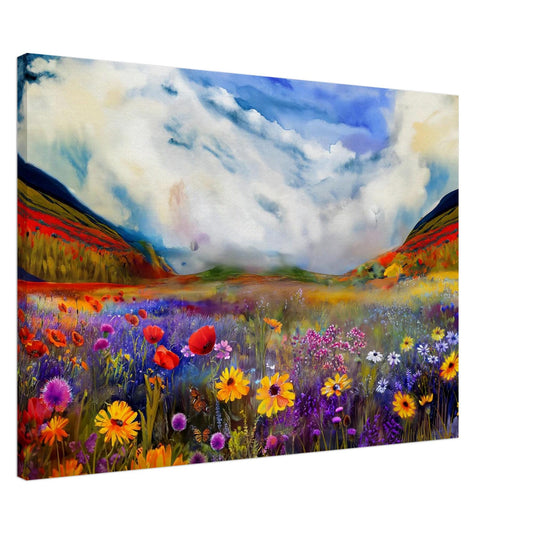 Colors of the UK Canvas Art, Flower Painting, Botanical Print, Heritage Wall Decor, Nature Illustration, Vibrant Landscape
