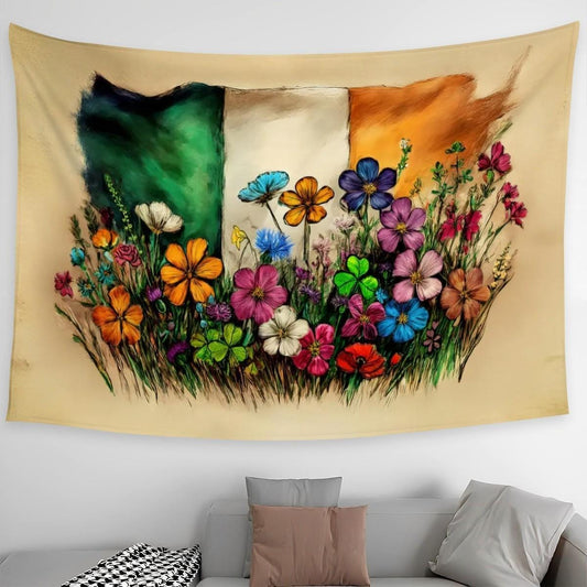 XL Wall Tapestry, Hand Drawn Irish Flag Design -  Flag of Ireland, 90"x60" / 228x152 cm | Raise the Colours
