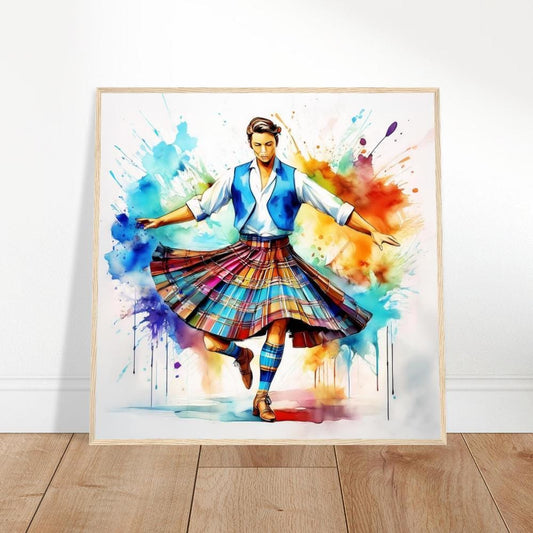 Framed Art, Tartan Skirt Watercolor, Scottish Dancer Framed Painting, Scottish Wall Art