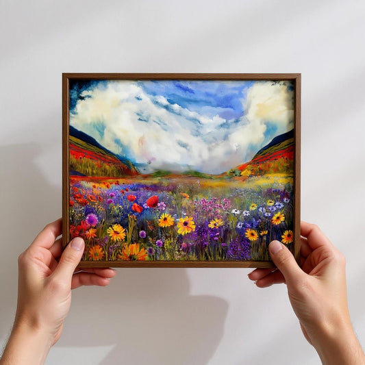 Framed Art Print Colors of the UK,  Framed Flower Art, British Wildflower Illustration, Landscape Painting, Heritage Wall Decor
