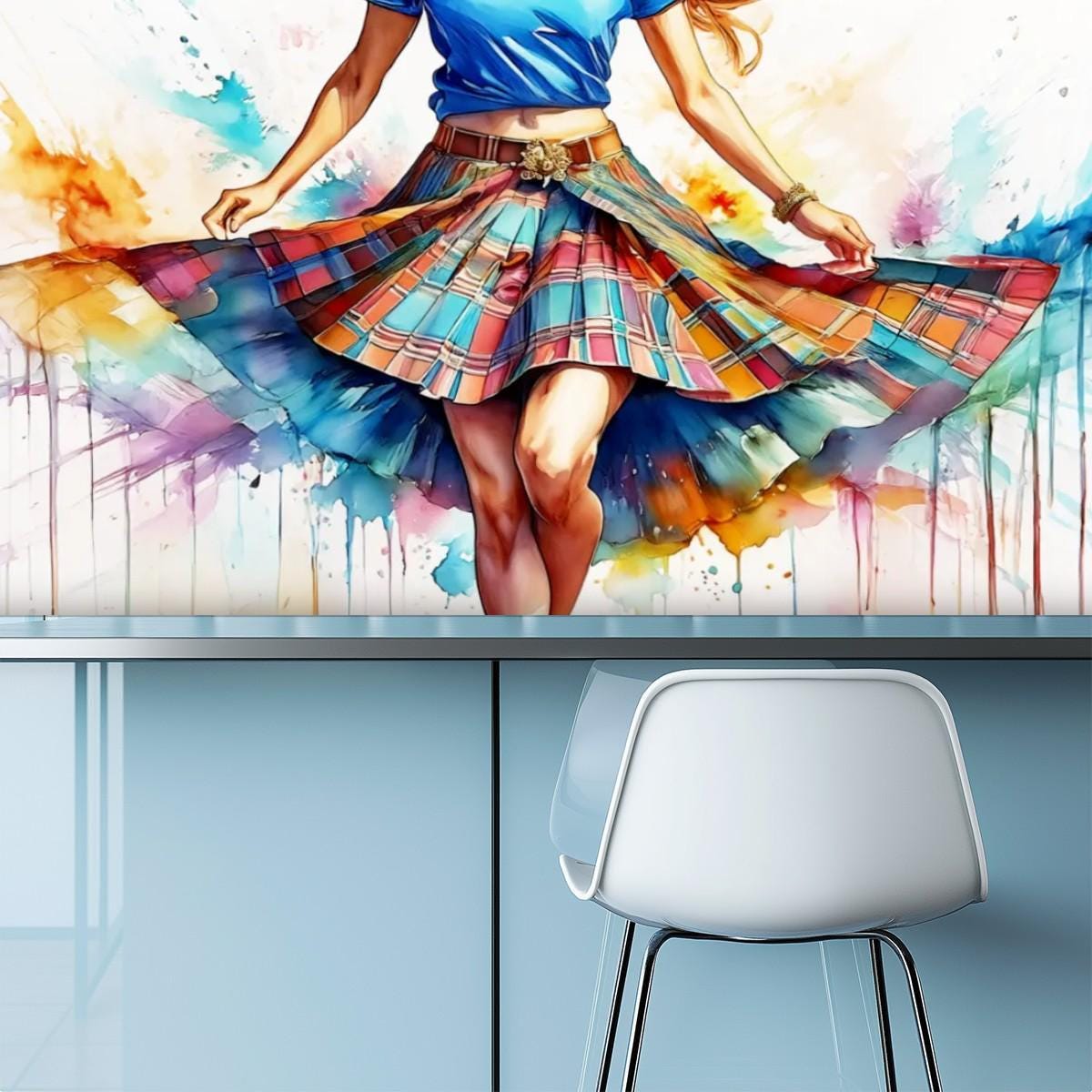 Canvas  Wallpaper Mural Scottish Country Dancer - Self Adhesive - 60"x50" / 152.0 cm x 127.0 cm