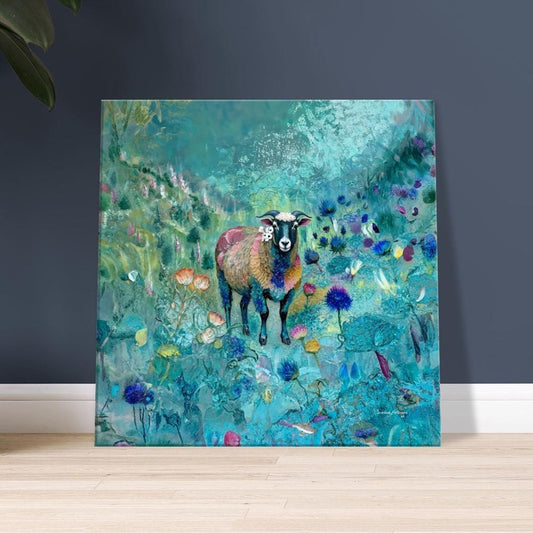 Blackface Sheep Canvas, Highland Art, Sheep Painting, Rustic Scottish Landscape Wall Art, Farmhouse Gift, Museum Quality Print