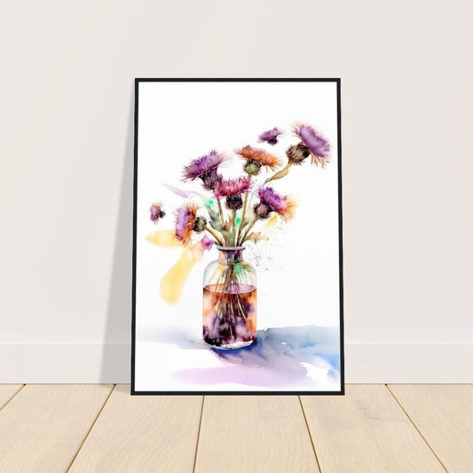 Wooden Framed Art Print &quot;Thistles in a Vase&quot; | Farmhouse Style Collection