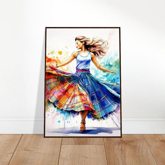 Framed Art, Tartan Skirt Watercolor, Scottish Dancer Framed Painting, Scottish Wall Art