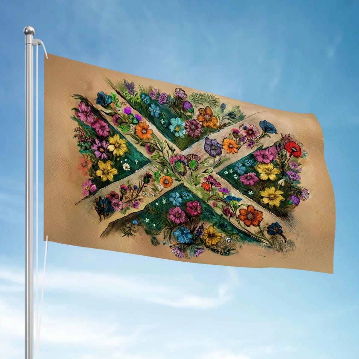 XL Heavy-duty, Handdrawn Scottish Flag Design, Three-Layer Outdoor Flag of Scotland. Double Sided.  96"x60"/ 244x152 cm | Raise the Colours