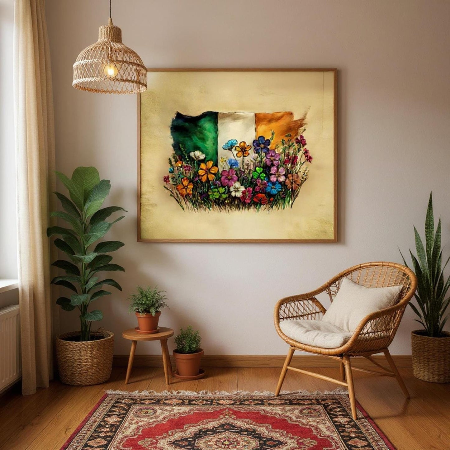 Framed Irish Flag Art - Hand Drawn Art - Raise the Colours | The national flag of Ireland  - UK Heritage Art