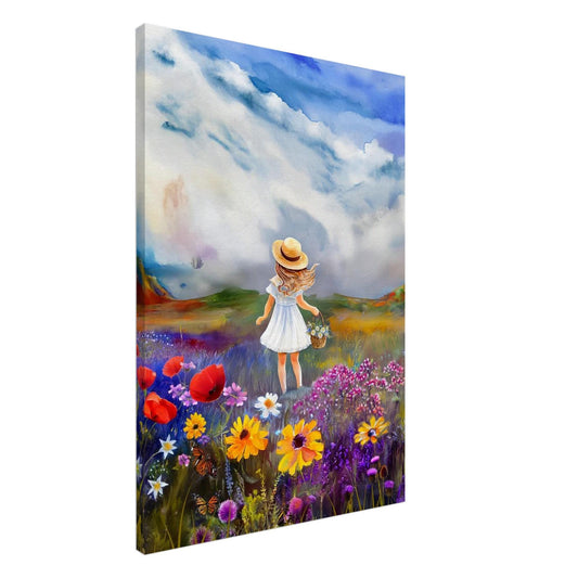 Colors of the UK: Flower Girl Canvas Art, Flower Painting, Botanical Print, Heritage Wall Decor, Nature Illustration, Vibrant Landscape