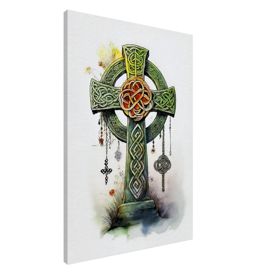Celtic Cross Canvas Print, Knotwork Wall Decor, UK Art, British Home Decor, Celtic Art, Heritage Painting for Living Room