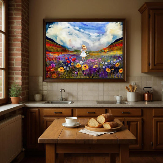 Framed Art, Colors of the UK, British Landscape, British Heritage Wall Decor, Wildflower Illustration