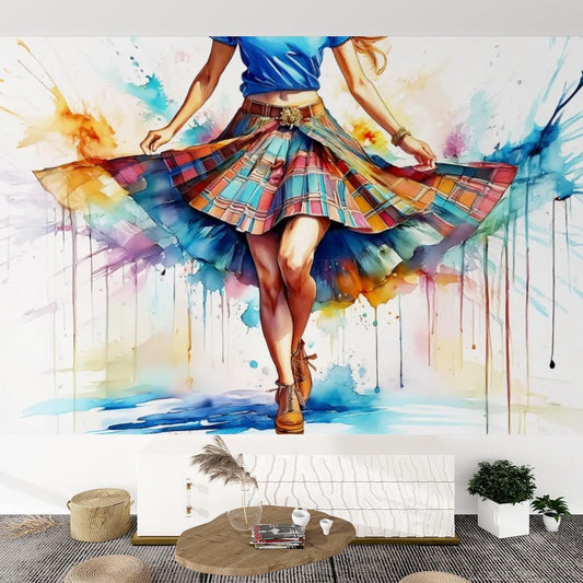 Canvas  Wallpaper Mural Scottish Country Dancer - Self Adhesive - 60"x50" / 152.0 cm x 127.0 cm