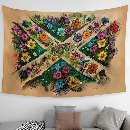 XL Wall Tapestry, Hand Drawn Scottish Flag Design - Flag of Scotland, Raise the Colours | 90"x60" / 228x152 cm